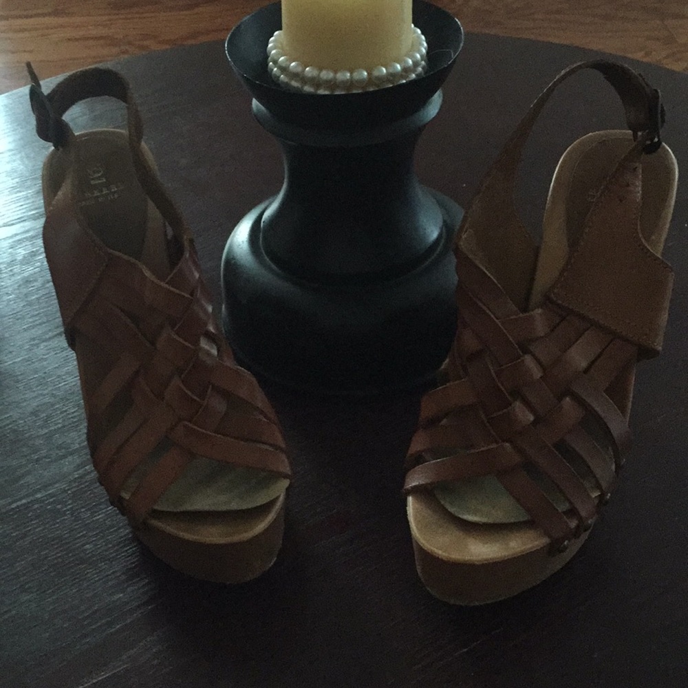 Brown Leather Platform Heels